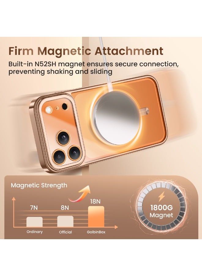 GolbinBox Magnetic for iPhone 17 Pro Case with Stand, [Compatible with MagSafe], Camera Control Capture Button, 17FT Military-Grade Protection, Shockproof Slim Phone Case 6.3"(Rose Gold/Clear) - Image 4